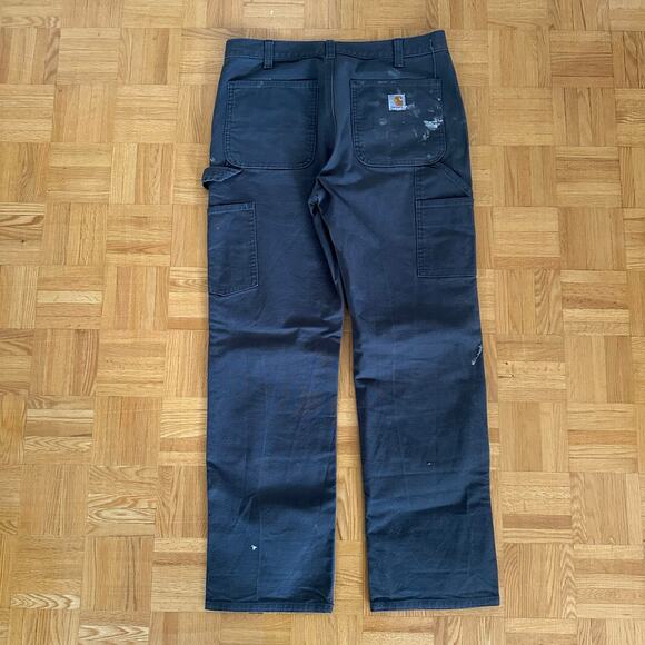 Carhartt Double Knee Carpenter Pants Paint Distress Size 34 x 32 Gray - Picture 2 of 7